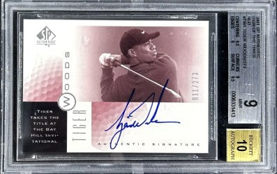 2001 SP AUTHENTIC GOLF TIGER WOODS ROOKIE AUTOGRAPH /273 BGS 9 MINT 10 AUTO