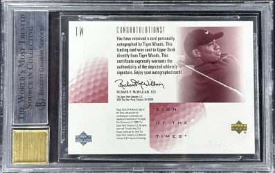 2001 SP AUTHENTIC GOLF TIGER WOODS ROOKIE AUTOGRAPH /273 BGS 9 MINT 10 AUTO